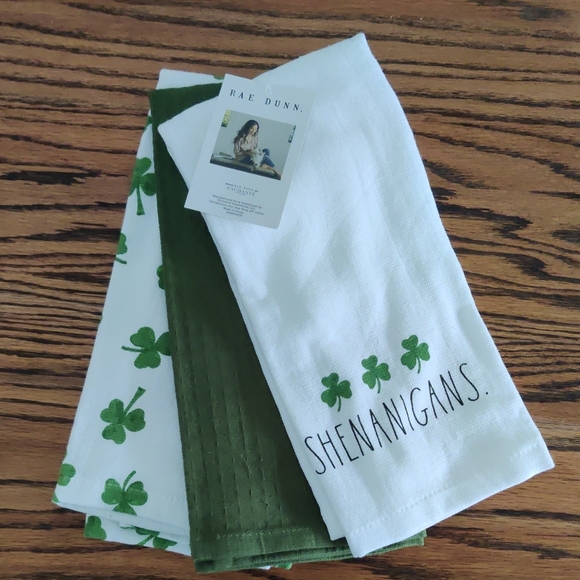 Rae Dunn Other - Rae Dunn Shenanigans Towels - Green and White